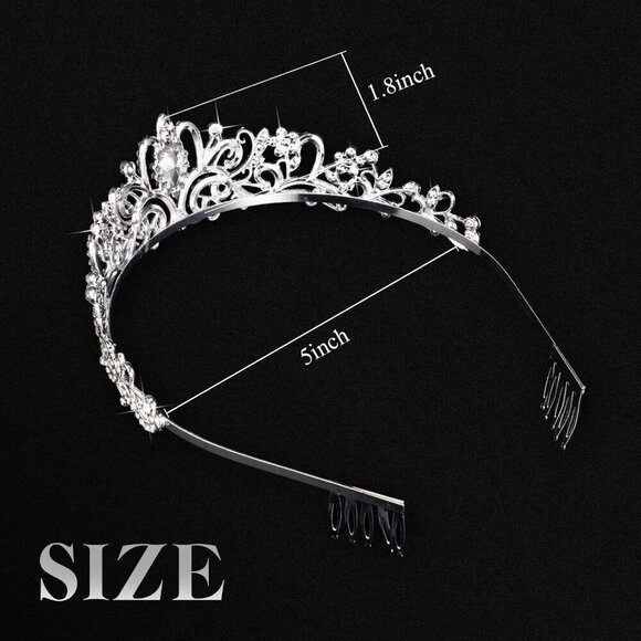 Silver Princess Tiaras 8pcs Alloy Crystal Crowns for Women Girls Wedding Party main image 4